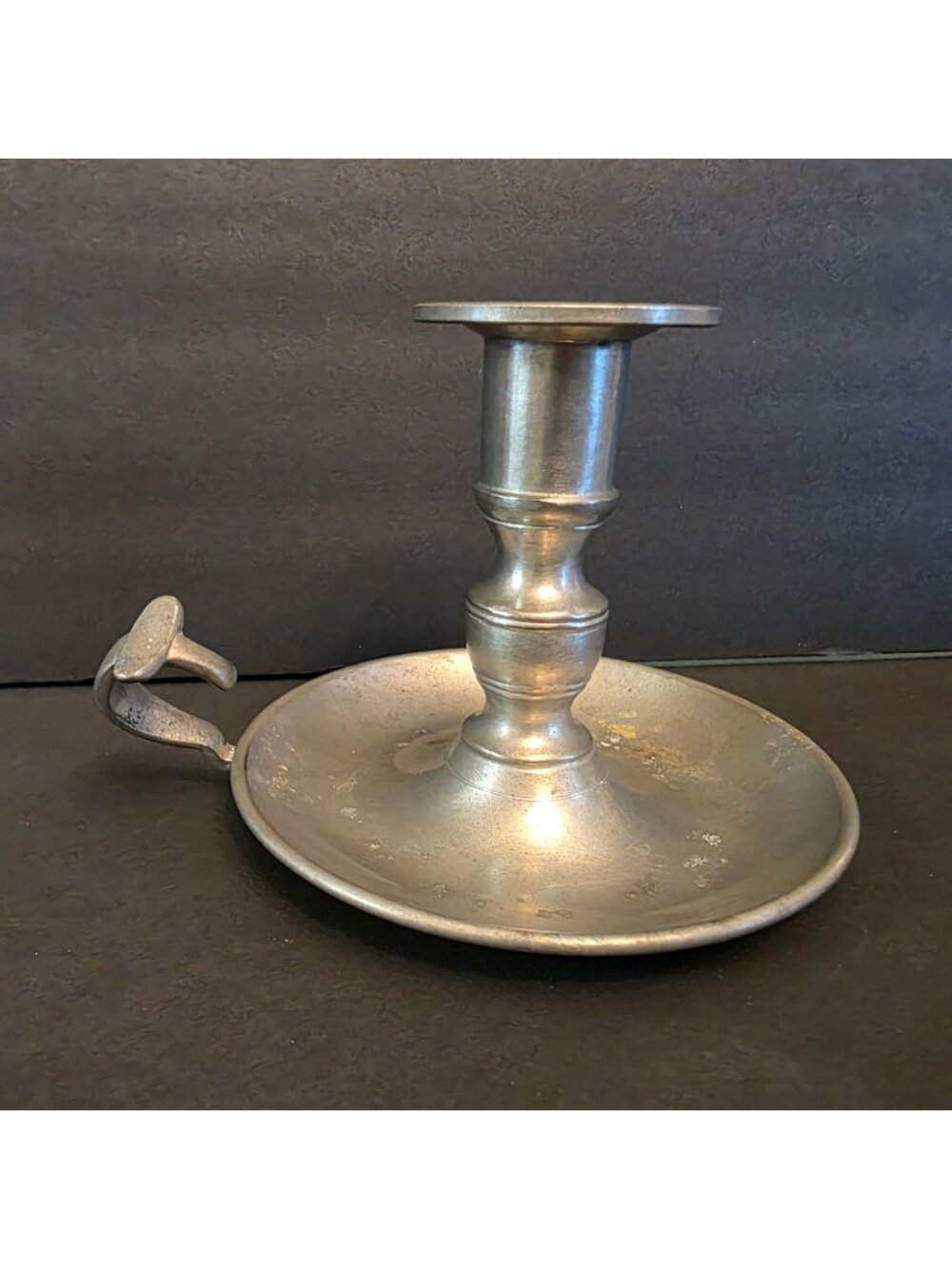 Vintage Woodbury Pewter Chamberstick Candle Holder With Handle - Classic Design
